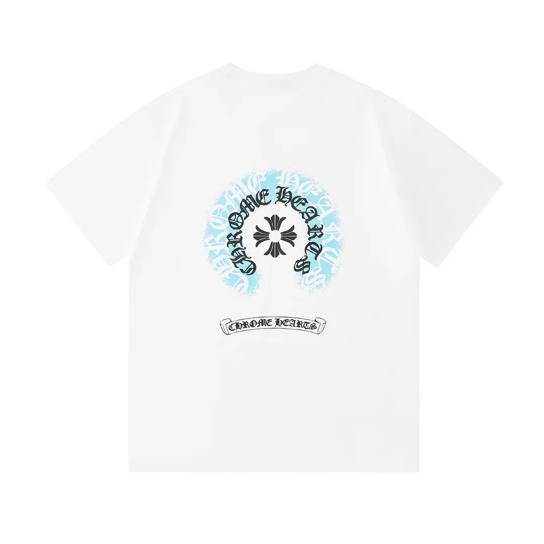 P150 Chrome Hearts 2026 official website new style Sanskrit letter logo on the front and back, same style for men and women, short-sleeved T-shirt ·Customized 300g 100% double yarn pure cotton fabric ·Dyeing 32 counts double-strand thread ·Collar label, hangtag, main mark and three labels complete Color: White Size: XS S M L